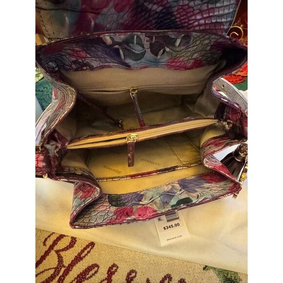 Brahmin Margo Lavender Blossoming Leather Shoulder Bag With Floral Design Multi- - Picture 3 of 4